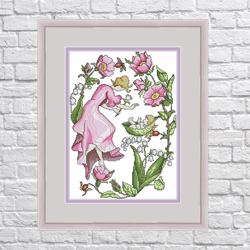 flower elfs - cross stitch pdf digital pattern - part six
