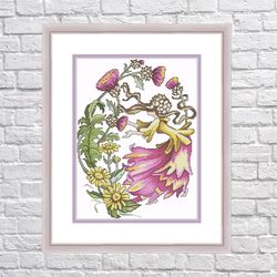 flower elfs - cross stitch pdf digital pattern - part ten