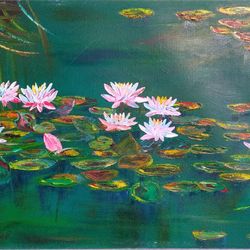 Water Lilies on the Lake Flower Painting Wall Art 19*27 inch Flower Painting