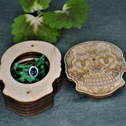 Unique Jewelry Ring Box "sugar Skull 3". Ready Cdr, Dxf, Ai, Eps, Svg Laser Cut Files. undefined Cutting Plan For Laser Machines1
