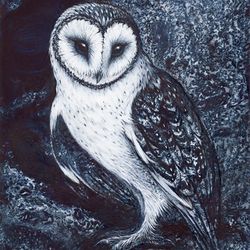Barn owl art print, Barn owl painting, Owl art print