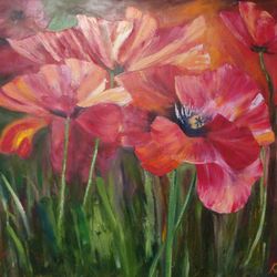 Red Poppies Wildflowers Wall Decoration 23*31 inch Flower Picture