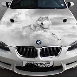 Vinyl Car Hood Wrap Full Color Graphics Decal White Wolf Sticker