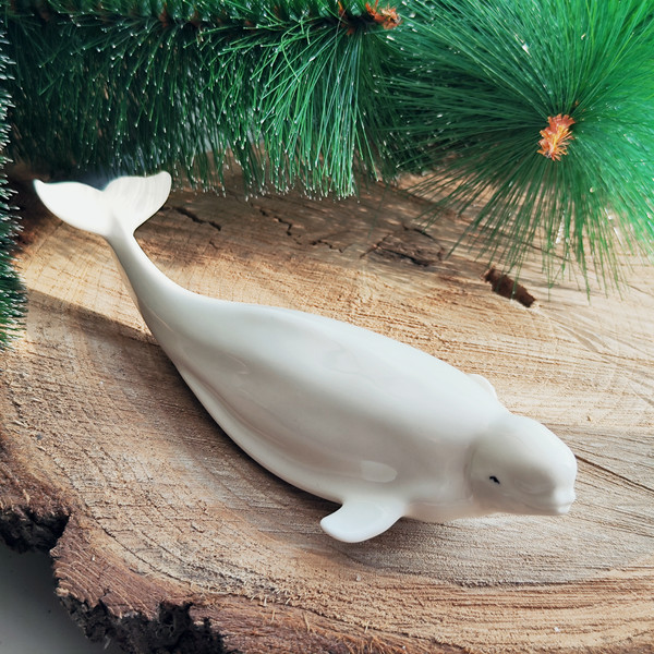 Porcelain figurine white whale