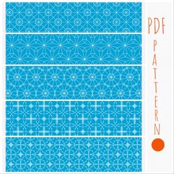 Bobbin lace Prints Backgrounts lace Set of 5 blue/white patterns PDF