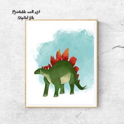 Stegosaurus nursery prints, Watercolor nursery prints, Nursery wall art, Cute nursery prints, Nursery Printable Art