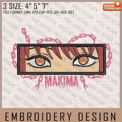 makima embroidery files, chainsaw man, anime inspired embroidery design, machine embroidery design