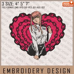 makima embroidery files, chainsaw man, anime inspired embroidery design, machine embroidery design