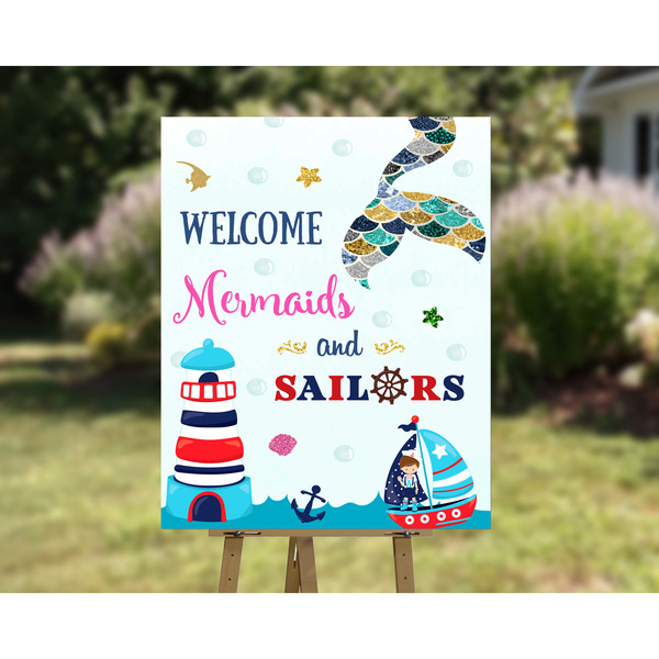 Boy-and-girl-mermaid-and-sailor-welcome-sign-Navy-welcome-poster.jpg