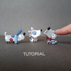 Dogs pin polymer clay tutorial, Clay animal jewelry brooch, pendant or keychain