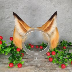 mto peach fox ears headband