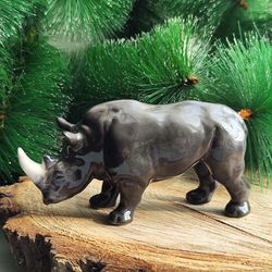 Figurine black rhinoceros porcelain, rhino statuette, rhino statue