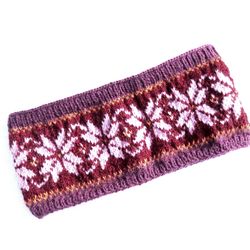 Hand knitted wool headband Norwegian head wrap headband ear warmers unisex headband winter hair accessory Christmas gift