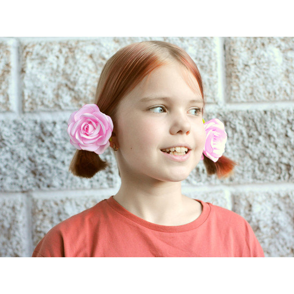 Rose-flowers-hair-clip-or-ties-Hair-ornaments-girls