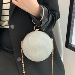 Womans Mini Glitter Chain Circle Bag