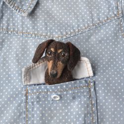 Dachshund dog portrait pin from photo Handmade custom needle felted pet brooch Pet loss gift Personalized dog replica