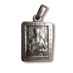 St Ambrose of Optina Orthodox icon medallion plated with silver free shipping