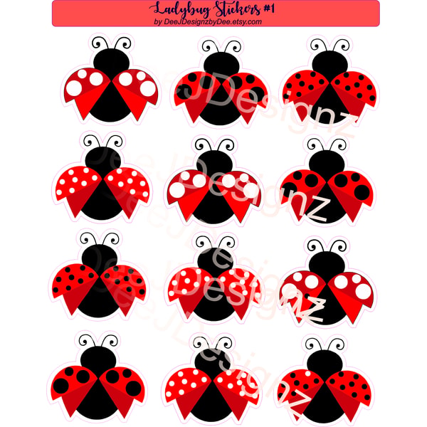 Ladybug Insect Sticker Door Ladybug Lady Bug Larger Stickers FREE SHIP | Inspire Uplift