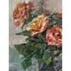 Yellow Red Roses painting. Fragment of Original art hand painted by artist.