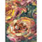 Textural strokes that emphasize the volume and texture of yellow red roses.
