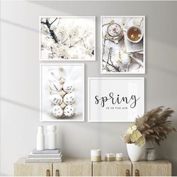 easter printable wall art bundle, set of 4 spring home decor, digital poster printable, art prints digital download