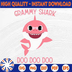 grammy shark svg, cricut cut files, shark family doo doo doo vector eps, silhouette dxf, design for tsvg