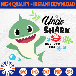 uncle shark svg, cricut cut files, shark family doo doo doo vector eps, silhouette dxf, design for tsvg