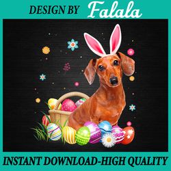 happy easter cute bunny dachshund wearing bunny ears png, easter sublimation, easter png, digital download