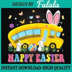 cute bunnies happy easter school bus driver png, easter bus driver png, easter png, digital download
