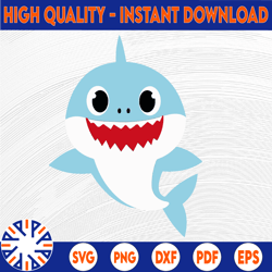 baby shark svg, cricut cut files, shark family doo doo doo vector eps, silhouette dxf, design for tsvg