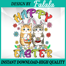 happy easter three cat wearing bunny ear png, bunny cat lover png, easter png, digital download