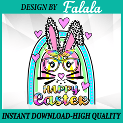 easter day png, cute bunny face tie dye glasses rainbow png,  easter bunny png, easter png, digital download