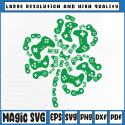 video gamer shamrock svg, clover of controllers svg, st. patrick's day svg, st patricks day, digital download