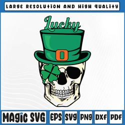 skull with green leprechaol hat svg png, skull st patrick's day svg, st patricks day, digital download