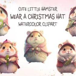 05 hamster wearing pink christmas hat png merry christmas sublimation design
