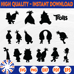 troll silhouette svg shapes of trolls svg trolls svg bundle cut file design vector icon svg jpg file cricut digital
