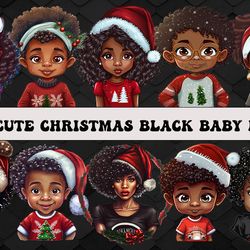 super cute christmas black baby png merry xmas sublimation bundle