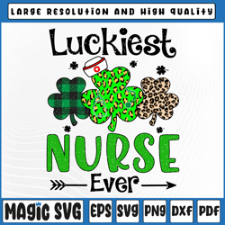 luckiest nurse ever png, nursing st patricks day png, shamrock leopard png, st patricks day, digital download