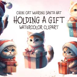 05 files of chibi cat with santa hat png merry christmas sublimation