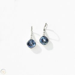 Earrings Denim Blue Crystal Rhinestone Diamond Angle Square Women's
