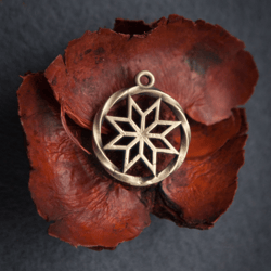 Alatir star pendant. Slavic Perun or Swarog star handcrafted necklace. Authentic Pagan art Female mascot. Sacred sign.