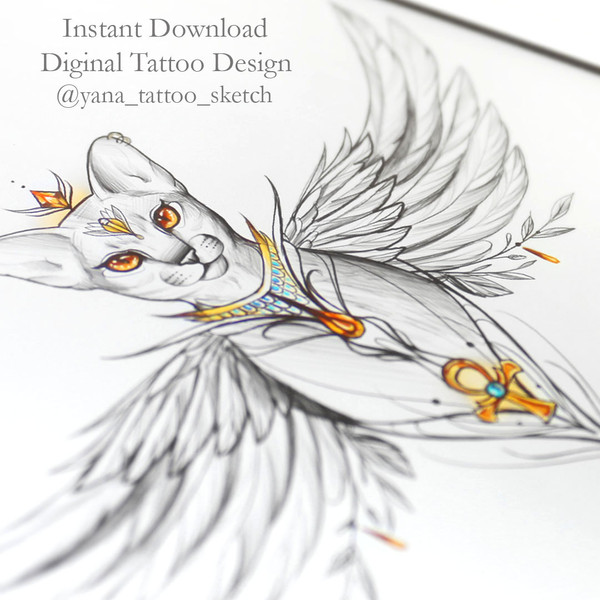 Bastet Tattoo Design Bastet Goddess Sketch Egyptian Cat Tatt Inspire