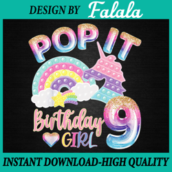 9th Birthday Girl Pop It Png, Birthday Girl Pop It Rainbow Png, Girl Pop It Birthday, Pop It Png, Digital Download