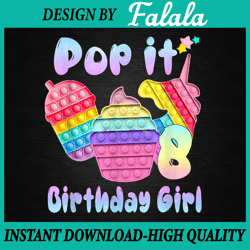 8th Birthday Girl Pop It Png, Birthday Girl Pop It Unicorn Png, Pop It Png, Digital Download