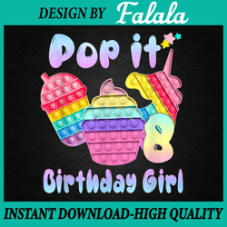 8th birthday girl pop it png, birthday girl pop it unicorn png, pop it png, digital download