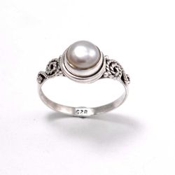 Freshwater Pearl 925 Solid Silver Rings For Women, Pearl Handmade Unique Ring Jewelry For Valentine's Day Gift SU1R1227