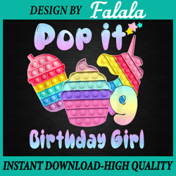 9th Birthday Girl Pop It Png, Birthday Girl Pop It Unicorn Png, Girl Pop It Birthday, Pop It Png, Digital Download