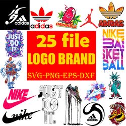 25 logo brand bundle svg, nike svg, adidas svg, nike fashion brand svg, silhouette svg files