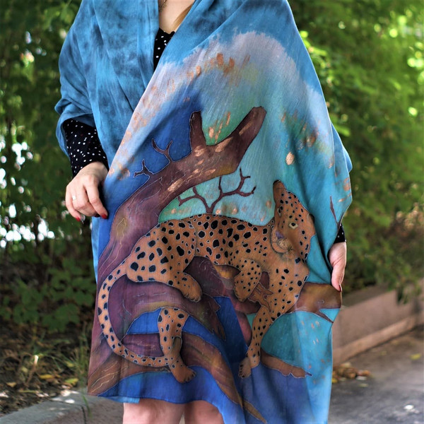 Hand-painted-blue-animal-leopard-scarf-beach-wrap-large-cotton-head-scarf-womens.jpg