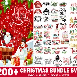 200 christmas svg bundle, winter svg, santa svg, holiday, merry christmas, christmas bundle, funny christmas shirt, cut